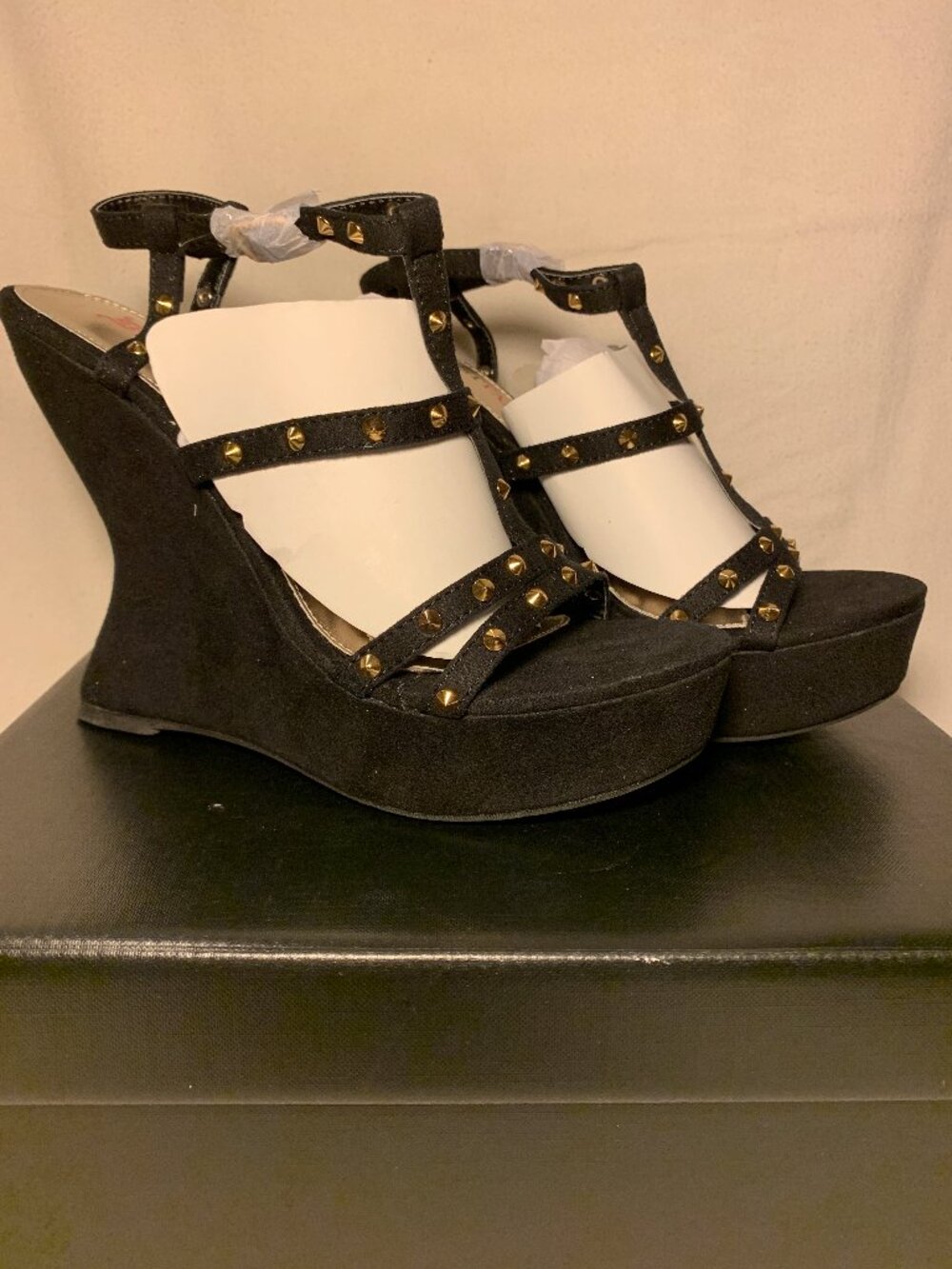 Averie Wedge Heels, Black, Size 7.5